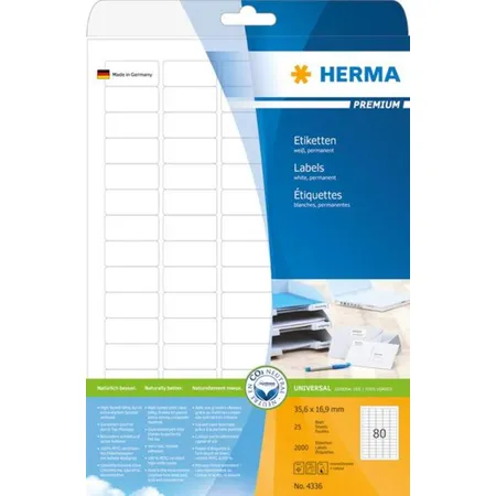 HERMA Etiketten Premium, weiß, 35,6 x 16,9mm, 2000 Stück