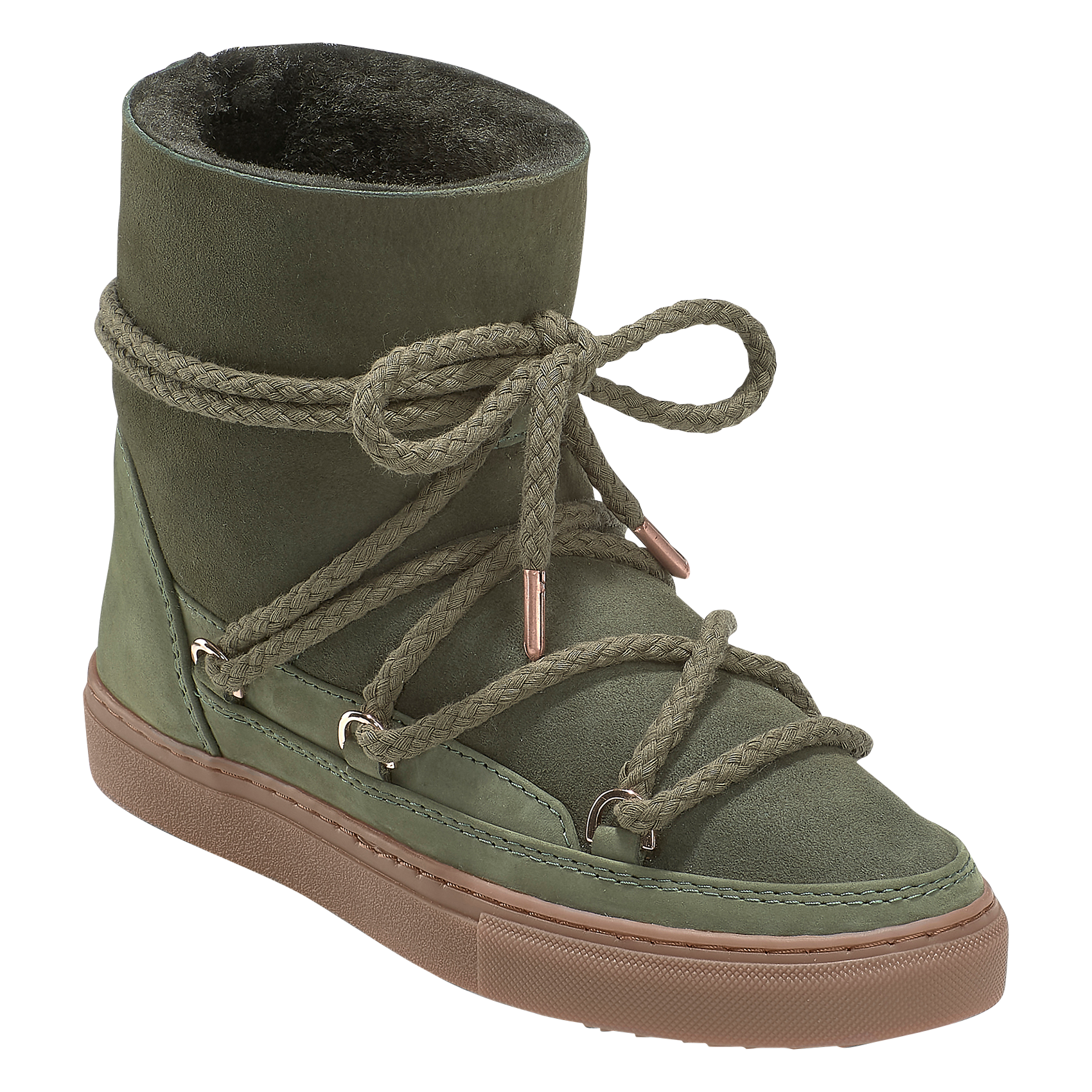 CLASSIC - Bottines fourrées en cuir velours | Vert