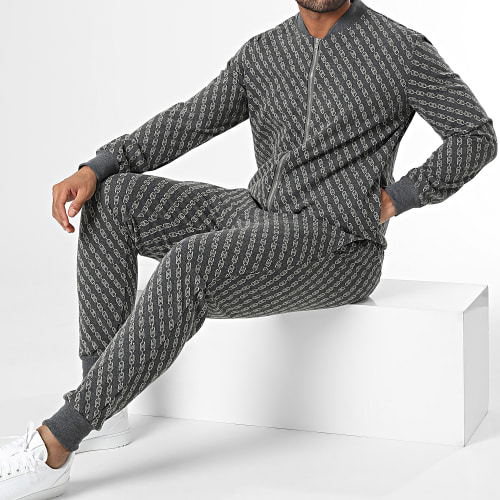 Ensemble Veste Zippée Et Pantalon Jogging Gris Chiné