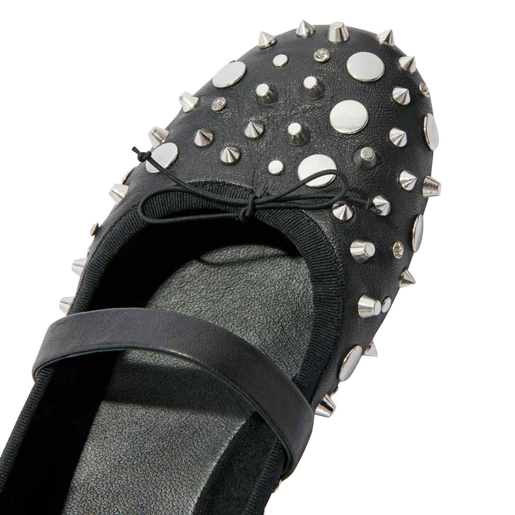 Ballerines à clous et studs en cuir | Noir