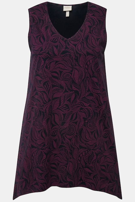 Longtop, Zipfelsaum, V-Ausschnitt, ärmellos, Biobaumwolle