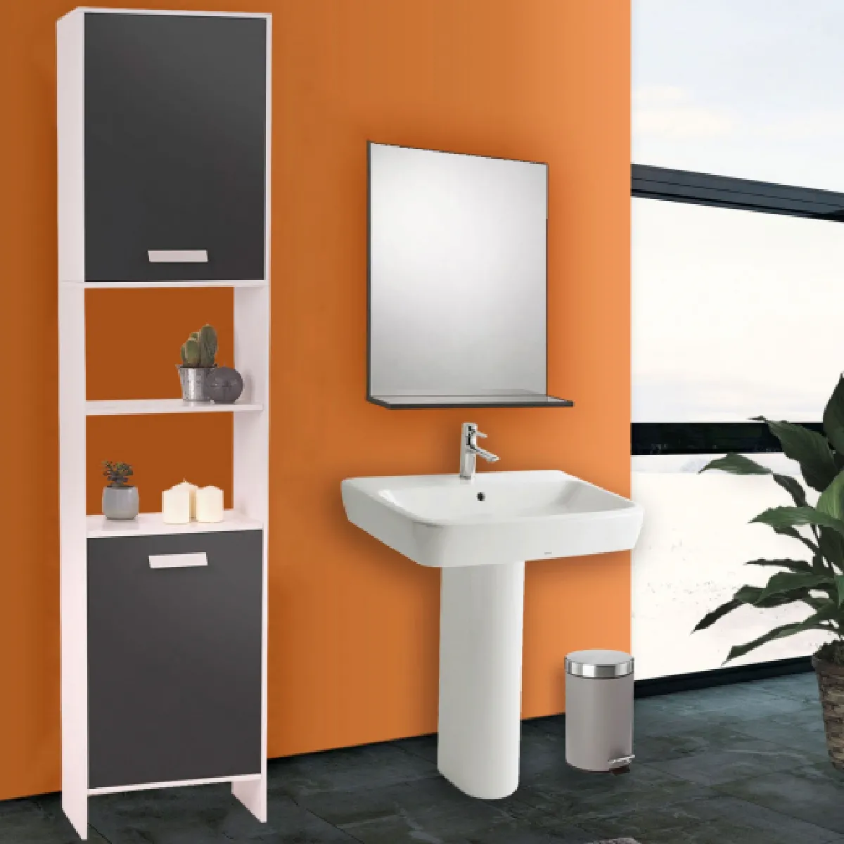 IDMARKET Lea - Blanc Portes Grises