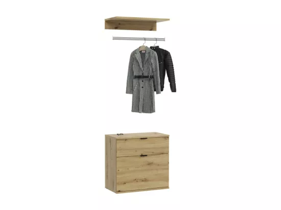 Meuble de rangement 2 tiroirs – Chêne clair – BODITE