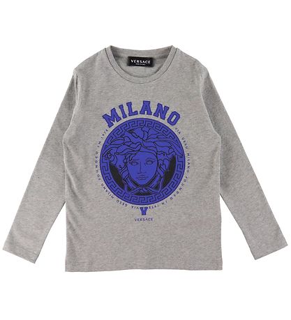Versace Bluse - Medusa - Gråmeleret/Bl?