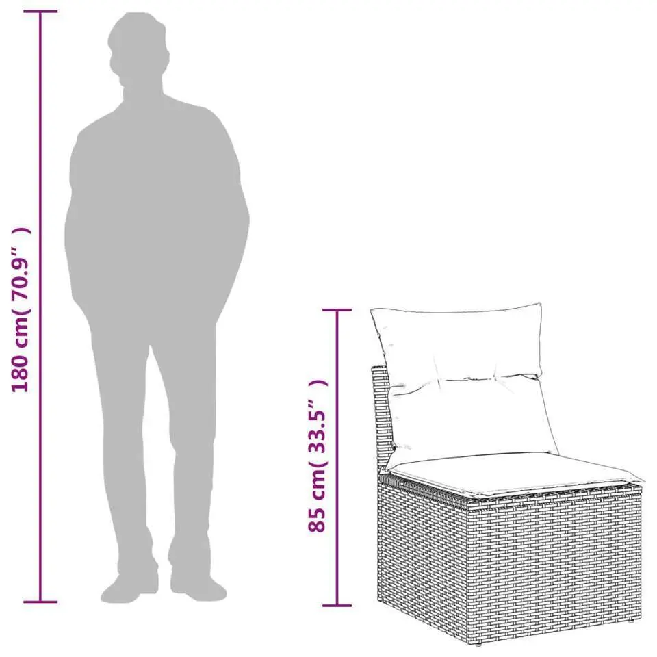 vidaXL - Loungeset - Zwart - Poly rattan - 13 stuks - Met kussens