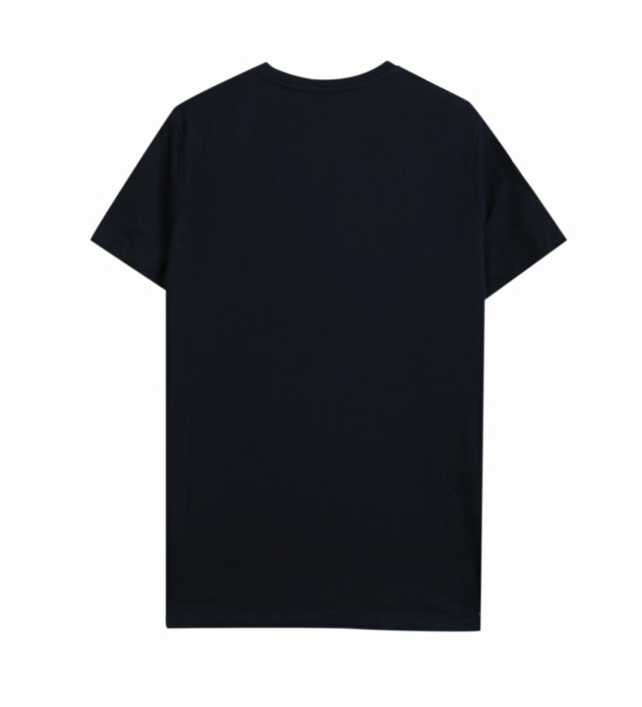 Camiseta com logo da BOSS e listras azul-marinho