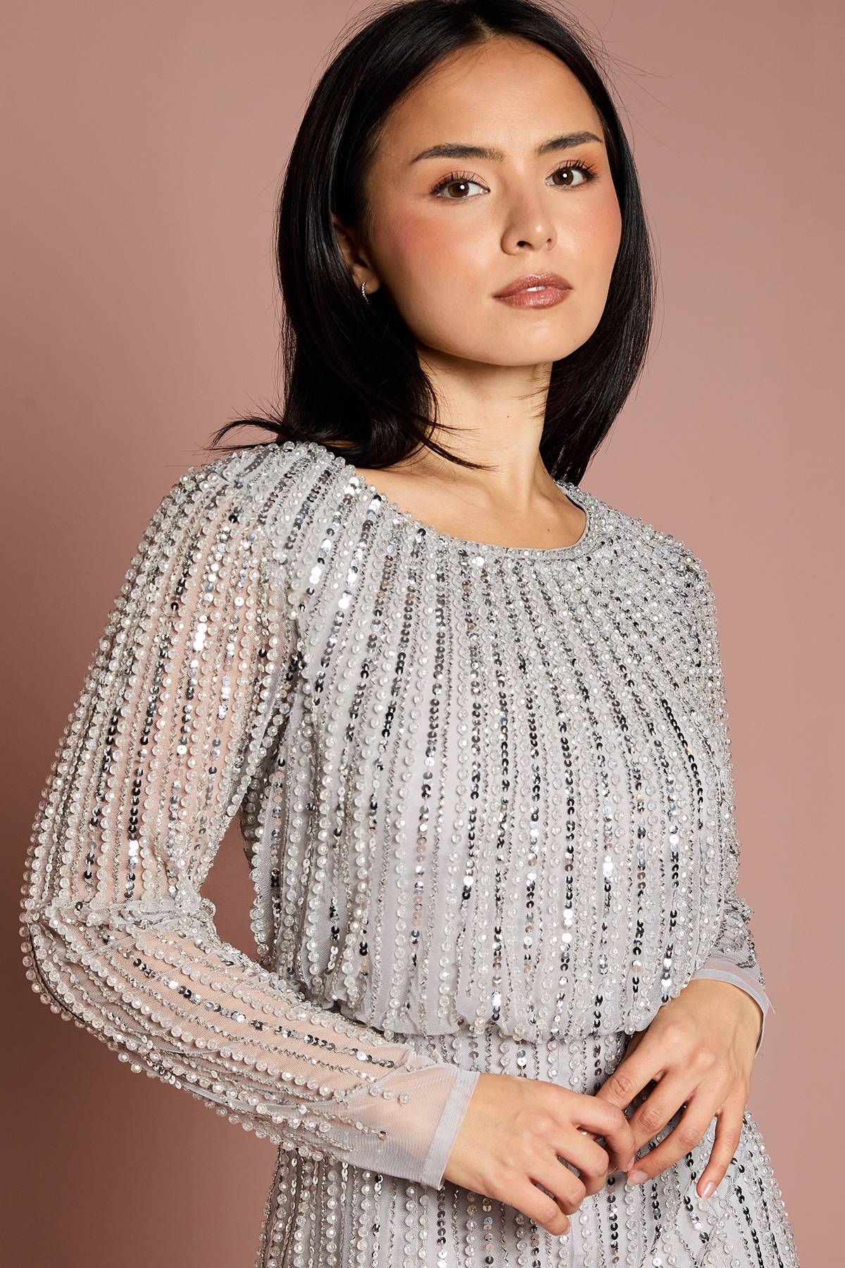 Coast Robe Midi à Manches Longues et Sequins Petite Party