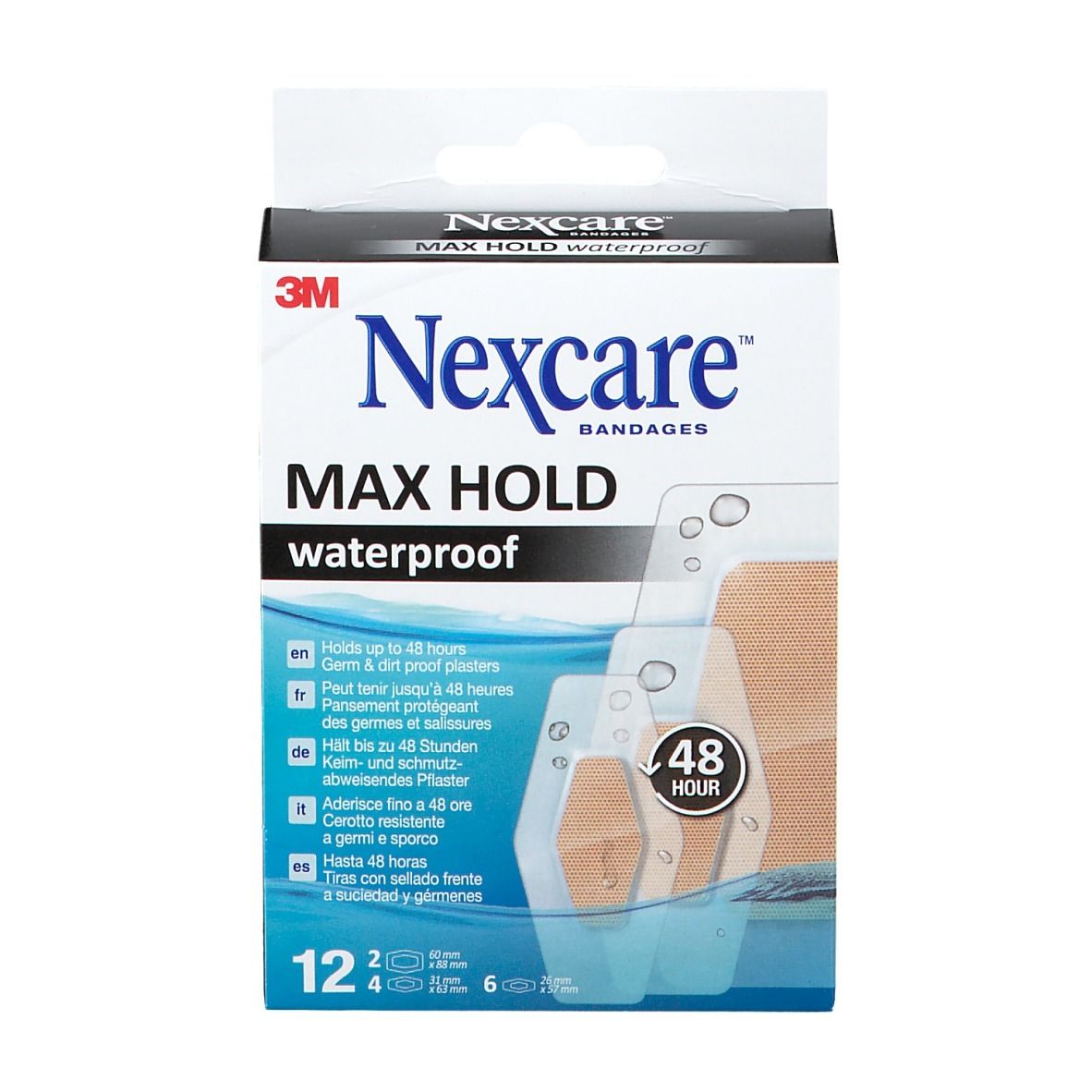 Nexcare™ Max Hold waterproof Pflasterstrips 3 Größen