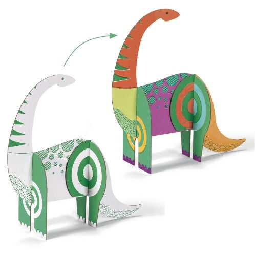 Djeco 3D kleurplaat speelfiguren - dinosaurussen