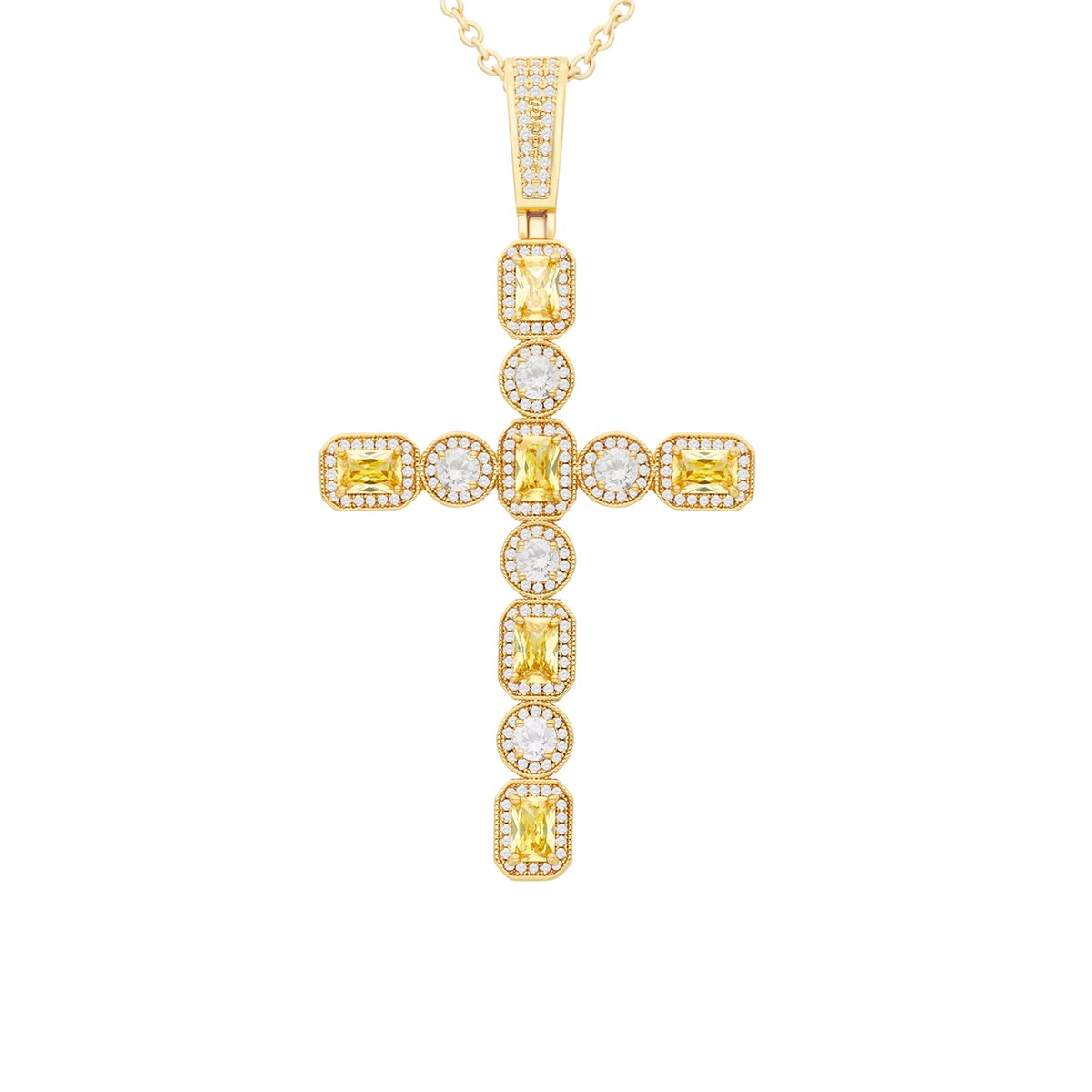 Collier Grandes Croix Medievale Sertie De Pierres Colorées