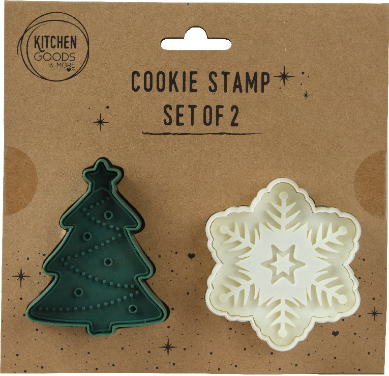 Kitchen Goods & More koekjes stempelset groen / wit 5 x 7 x 8 cm 2-delig