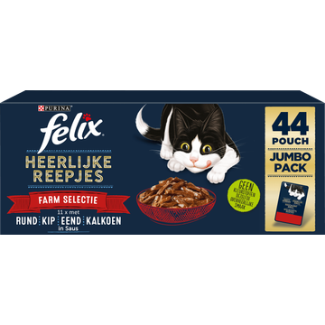 FELIX® Heerlijke Reepjes Farm Selectie Kattenvoer 44x80g