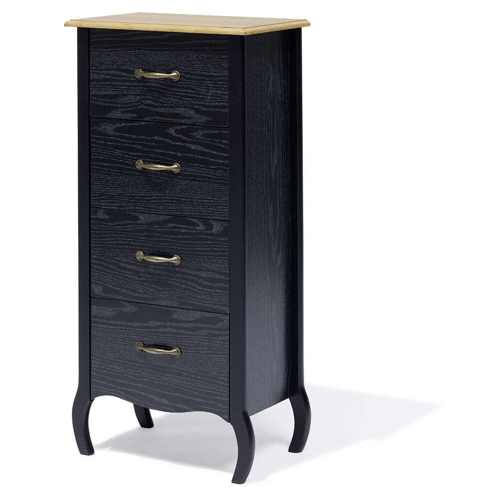 Chiffonnier Romane noir - L46,5xP30xH97,5 cm