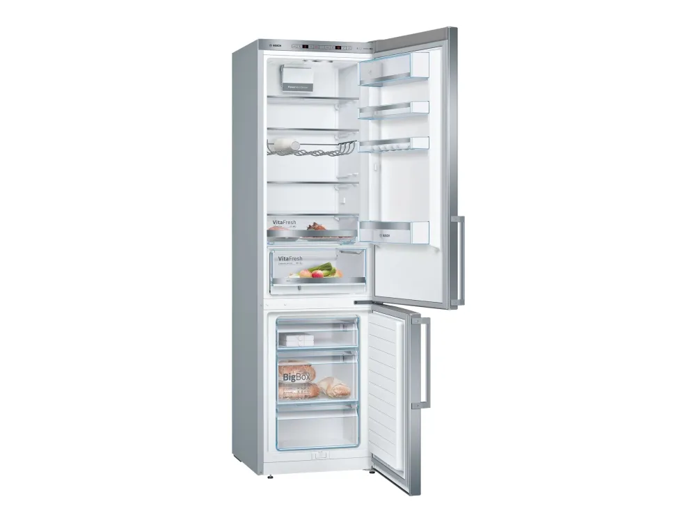 Bosch Serie | 6 KGE398IBP - Køleskab/fryser - bund-fryser - bredde: 60 cm - dybde: 65 cm - højde: 201 cm - 343 liter - Klasse B - rustfrit stål