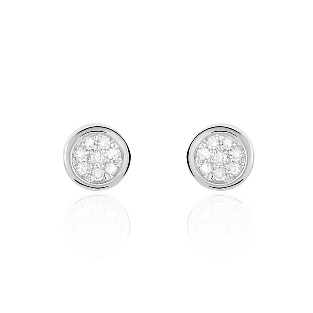 Boucles D'oreilles Puces Violanda Or Blanc Diamant