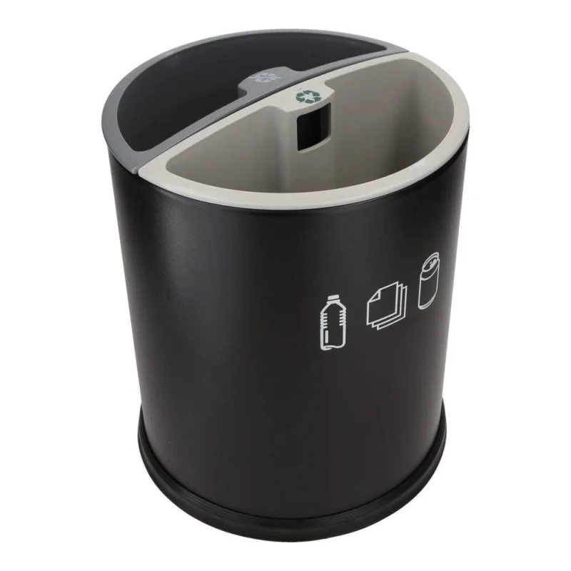 JVD - Corbeille de tri - 2 bacs - Noir