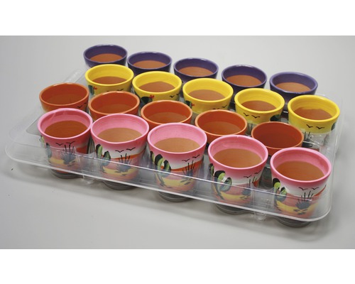 Mexicaanse bloempot, klei, Ø 6 cm, H 6 cm, willekeurige selectie van kleuren en patronen