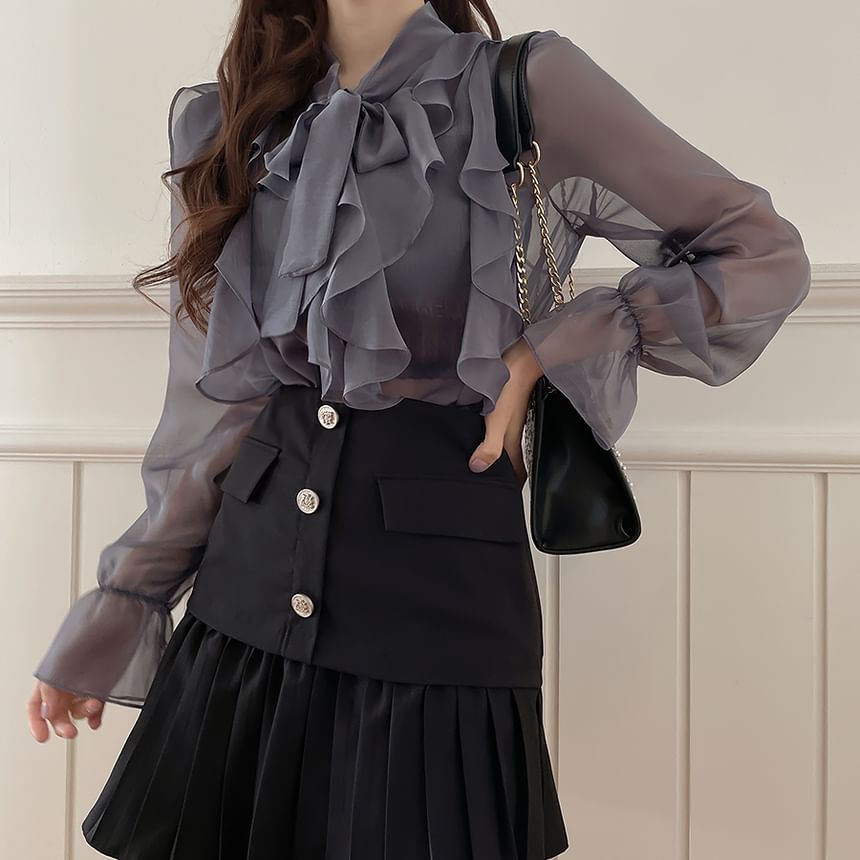 MELLO - Blouse met lange mouwen en ruches