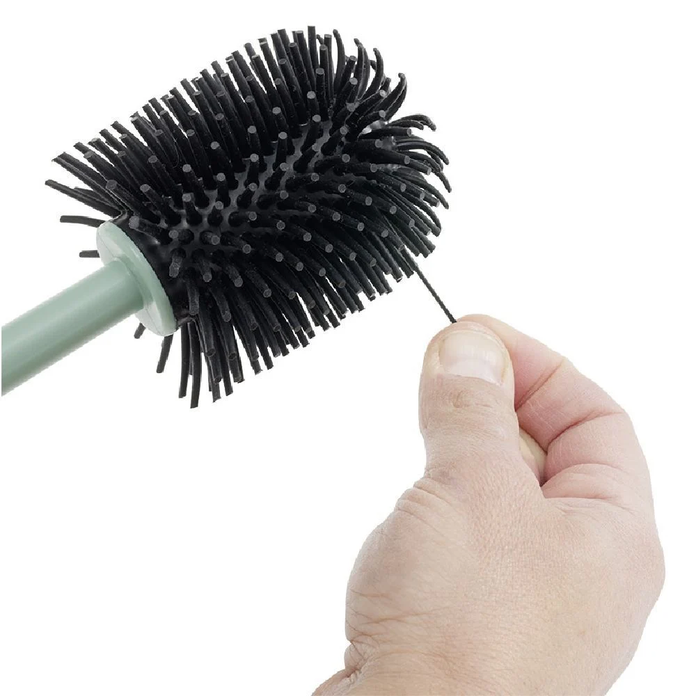 Brosse WC silicone ronde avec support plastique vert