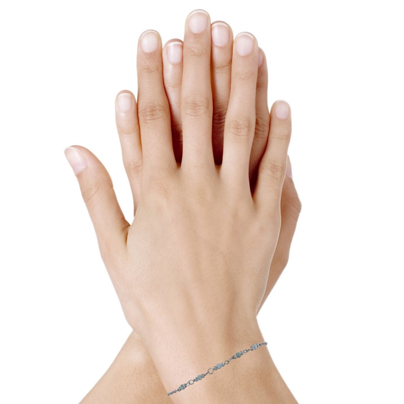 Bracelet Argent Rhodié Cinq Petites Perles de Larimar Facettées