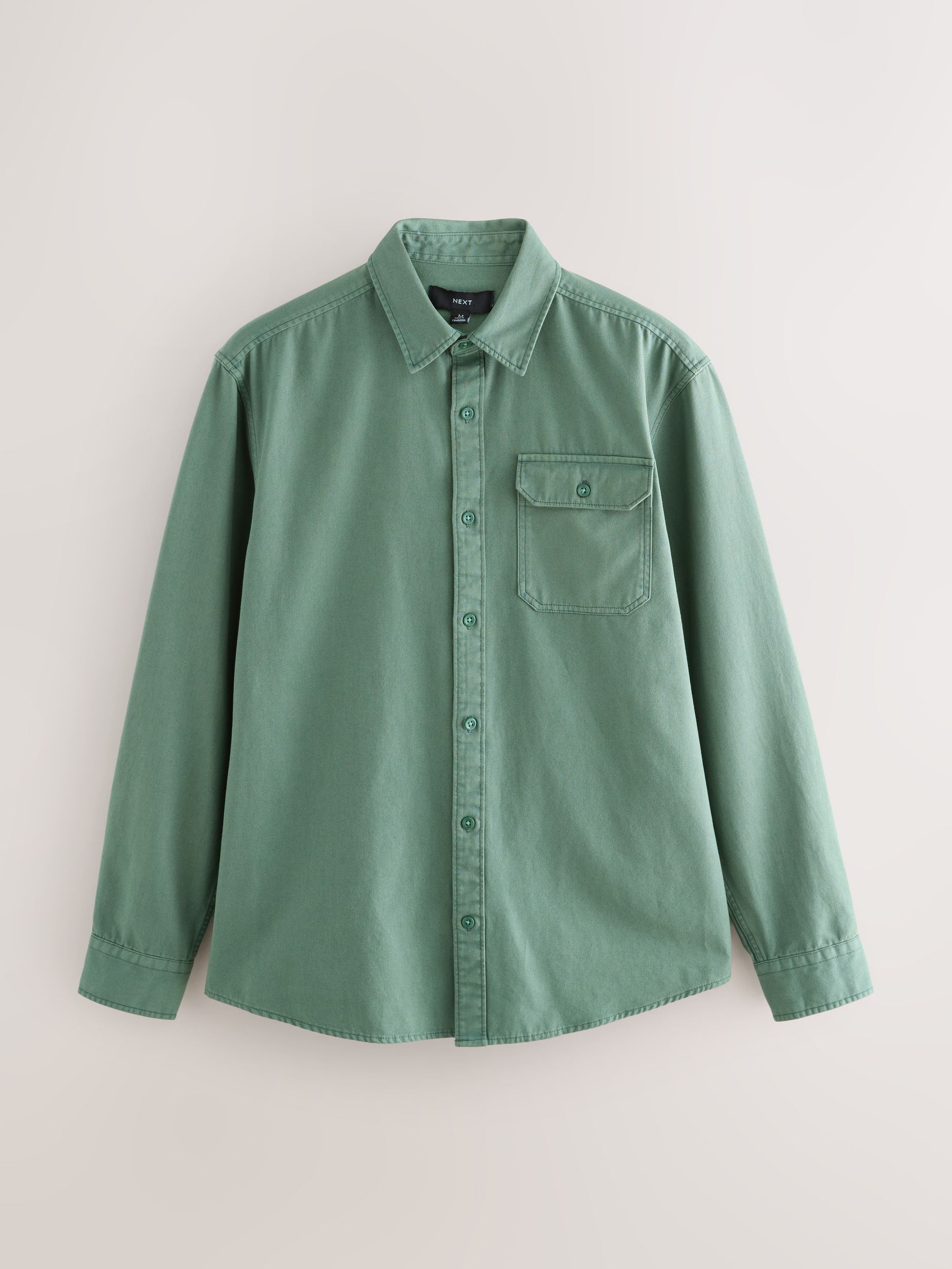 Groen - Long Sleeve Garment Dyed Oxford Shirt