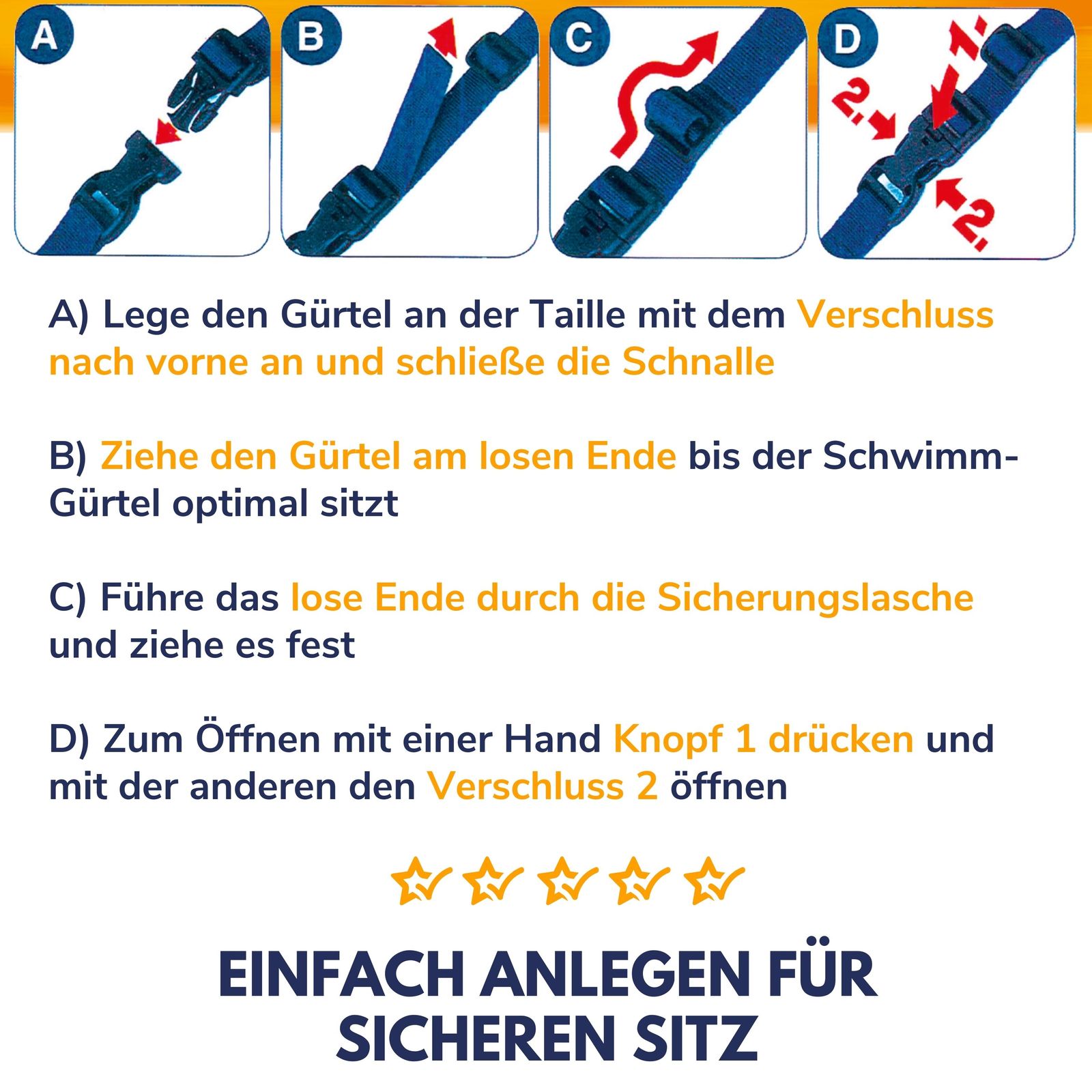 Best Sporting Schwimmgürtel, 6 Paddle, blau