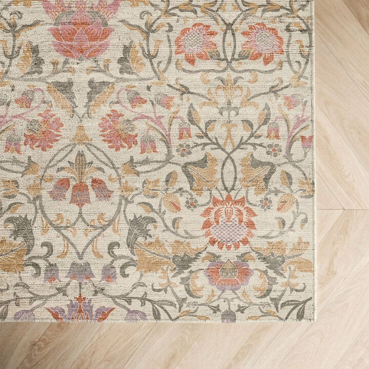Vloerkleed bloemen - Rosie Wit | Vintage design