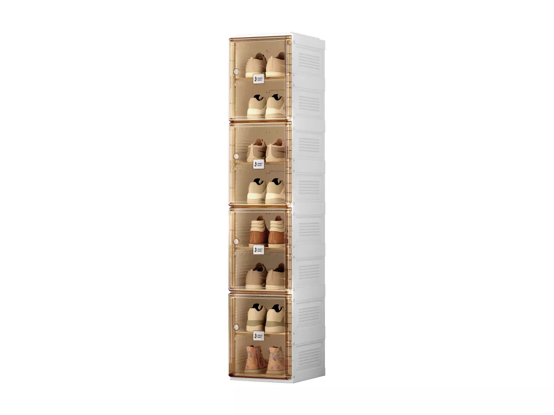 Armoire à chaussures portable avec portes et étagères Rangement empilable dans le salon