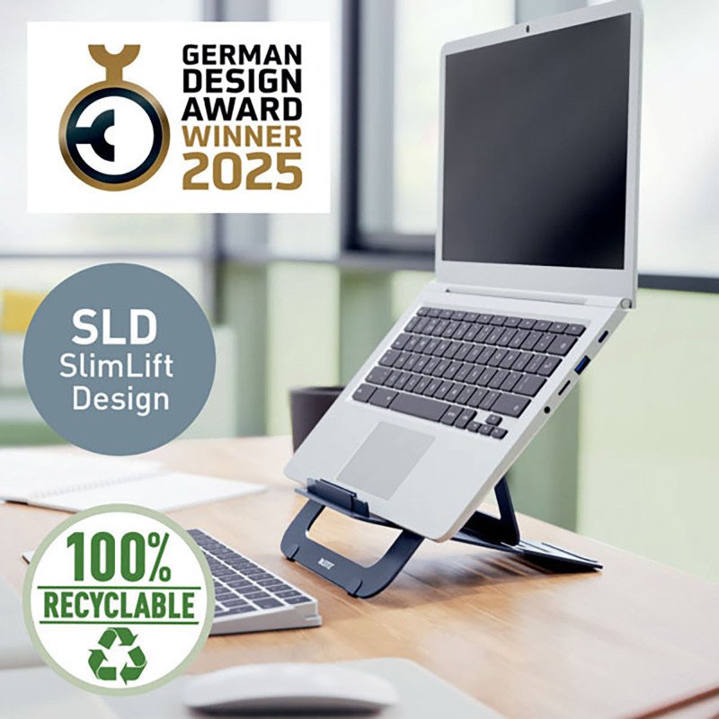 Support réglable ultra-plat pour ordinateur portable - gris foncé - Leitz Ergo