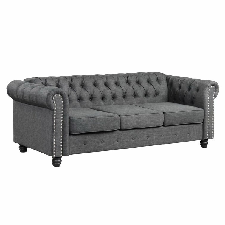Gilles 82&rdquo; Rolled Arm Chesterfield Sofa