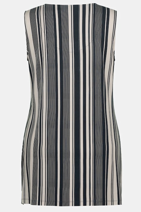 Longtop, Blüten-Design, Streifen, Rundhals, ärmellos