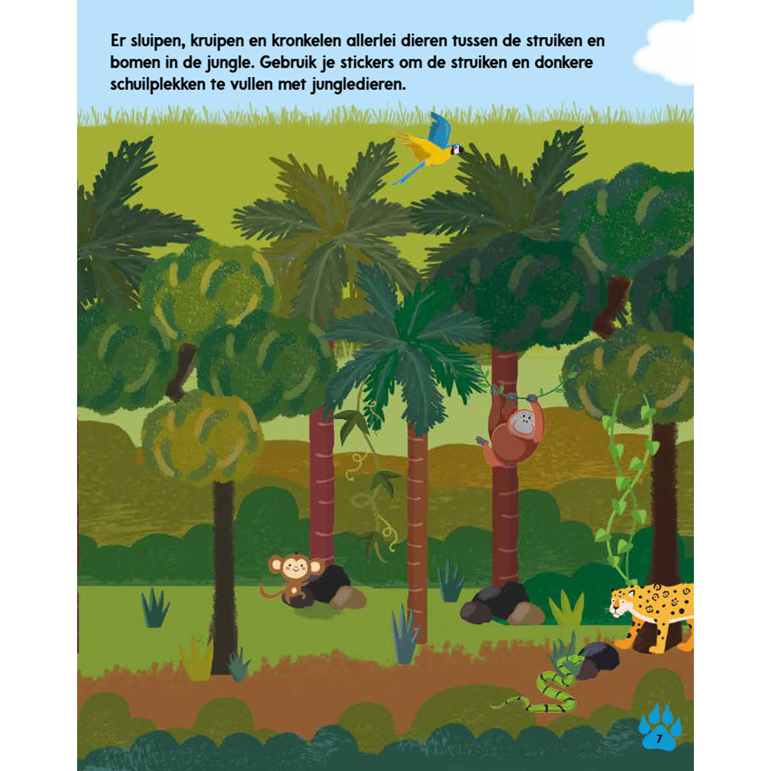 uitgeverij rebo activiteitenboek met stickers - jungle - 1000 stickers