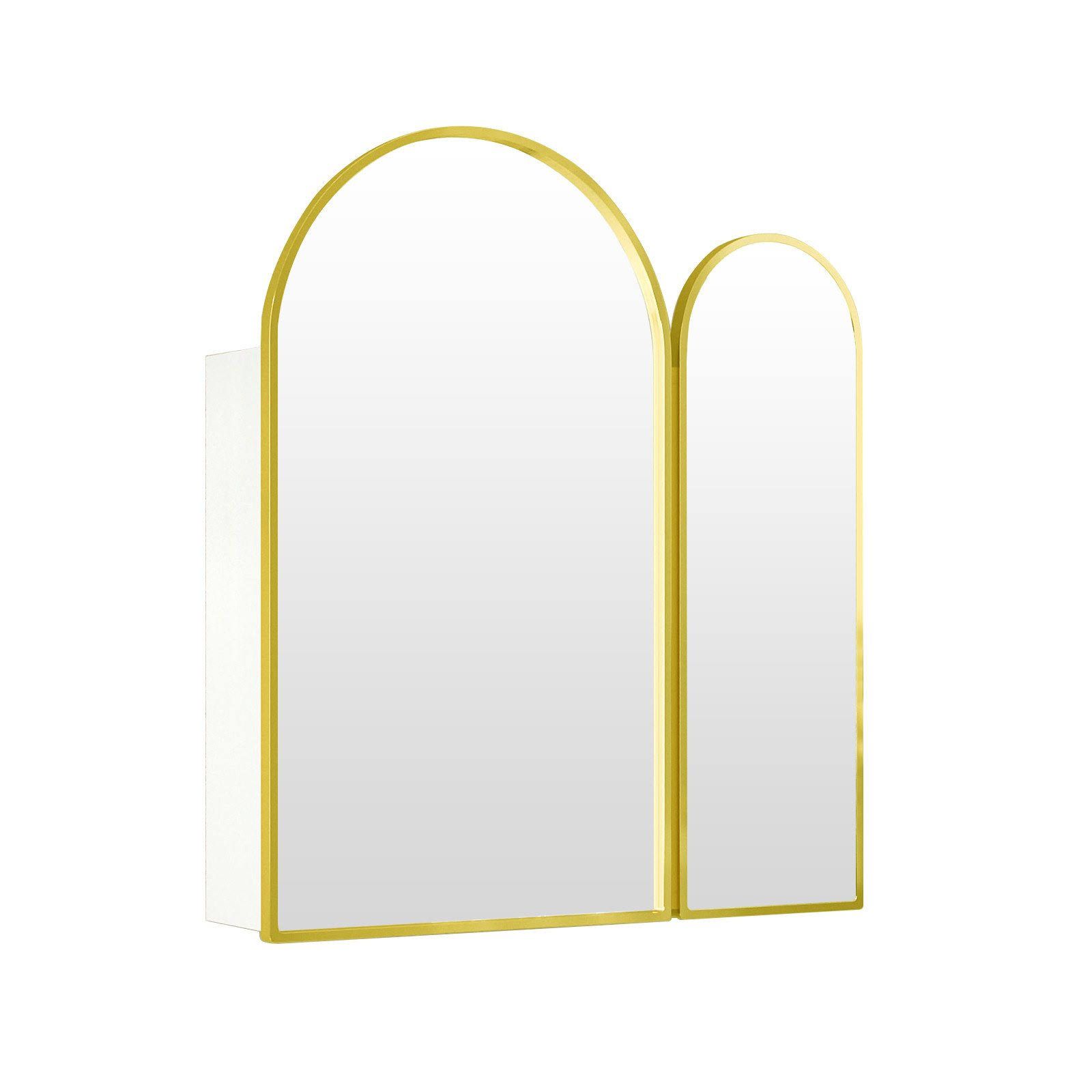 radelldar Badezimmerspiegelschrank Spigelschrank bogen mit 3 Ablagen und 2 Tür