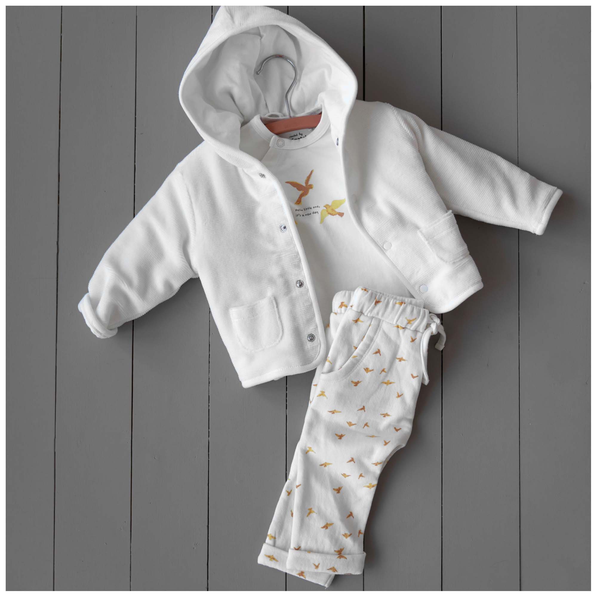 Prénatal newborn jas rib velours  effen wit