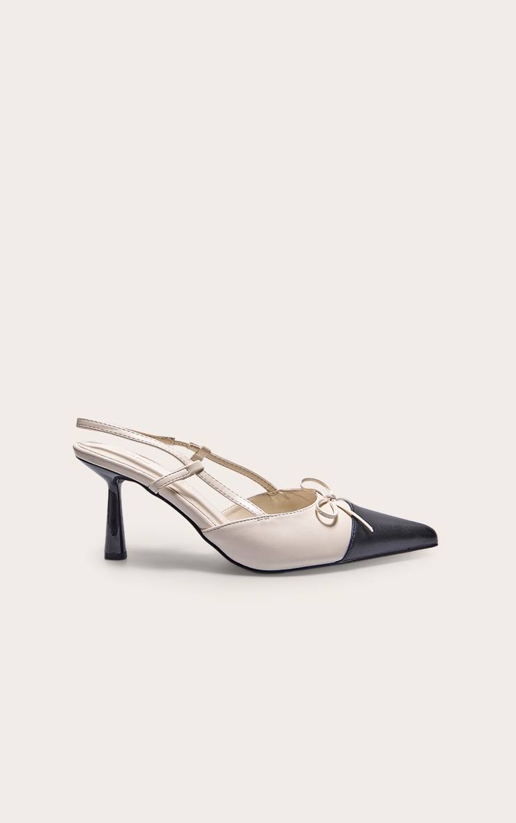 Multicolore Escarpins À Talons Hauts Noirs Et Crème À Bout Pointu Avec Nœud En Synthétique