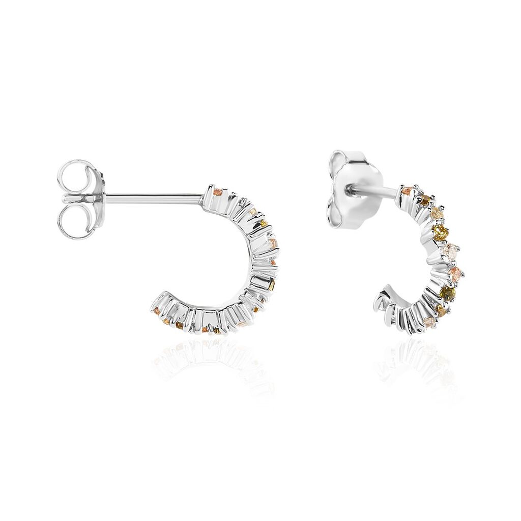 Créoles Indy Argent Blanc Oxyde De Zirconium