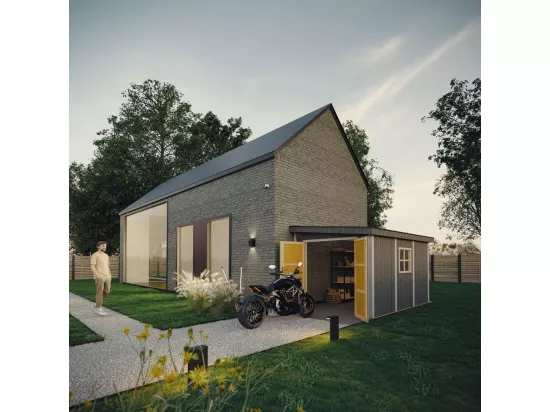 Abri de Jardin Qualité Premium 8,68 m² - H231x248x412 cm - Sans plancher e paroi latérale - Timbela M939B-TUNDRA GREY