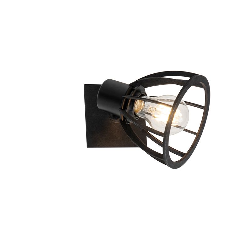 Industriële wandlamp zwart draai- en kantelbaar - Fotu