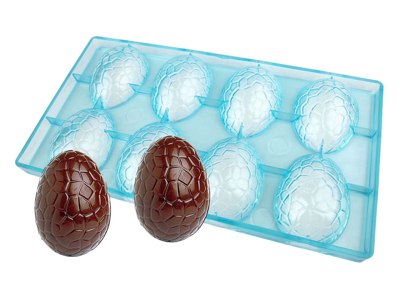 Moule chocolat - demi-oeuf craquelé - 8 empreintes