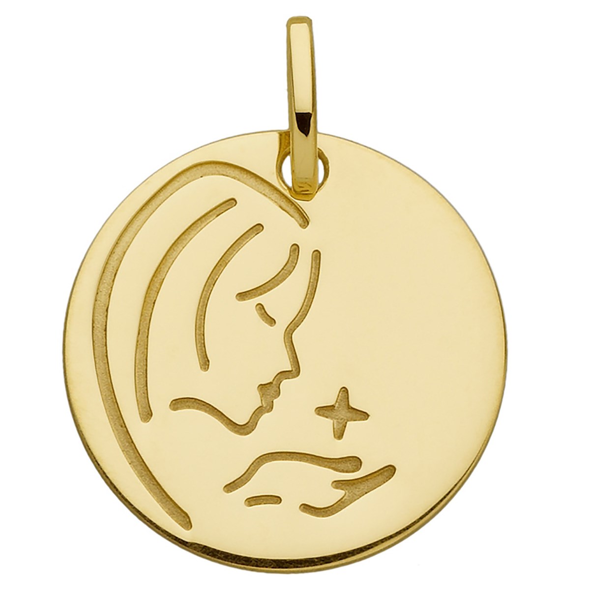 Médaille Brillaxis moderne Vierge dessinéeor 18 carats