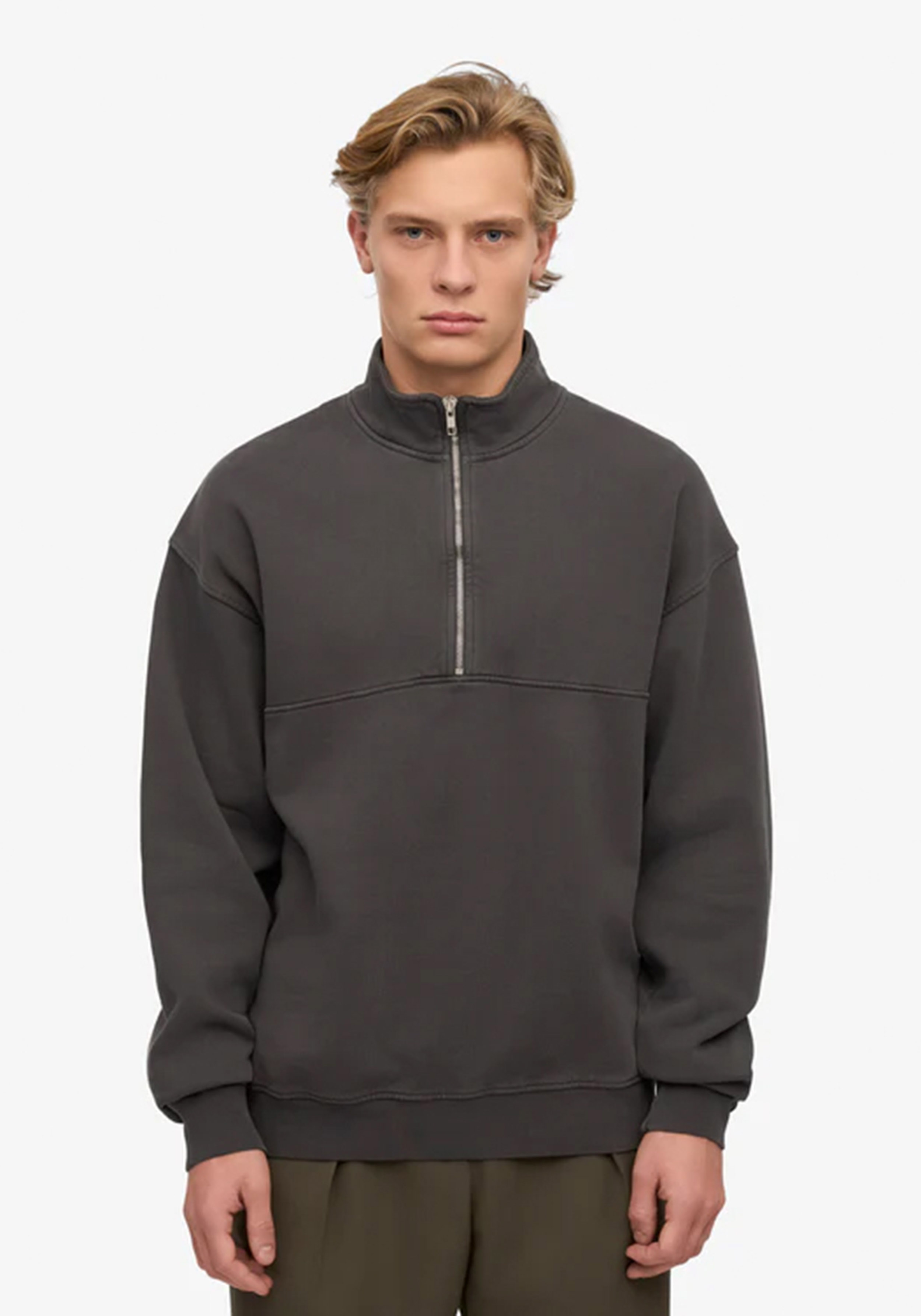 Colorful Standard Quarter-Zip Sweatshirt Lava Grey
