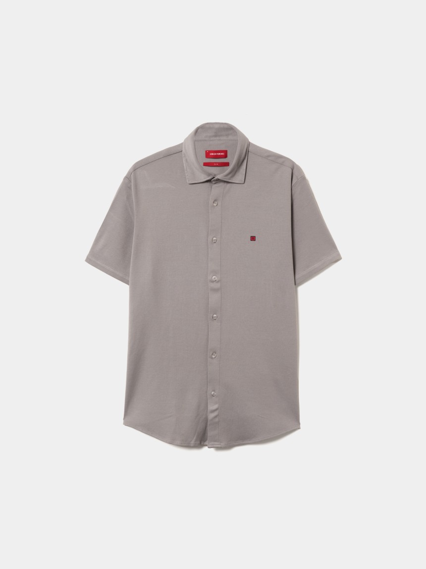 Camisa slim fit mang curta