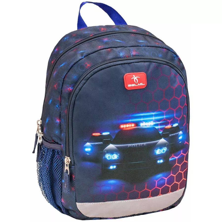 Belmil Kindergartenrucksack Kiddy Plus Kindergartenrucksack für 3-6 Jährige Kinder mit Brustgurt Police