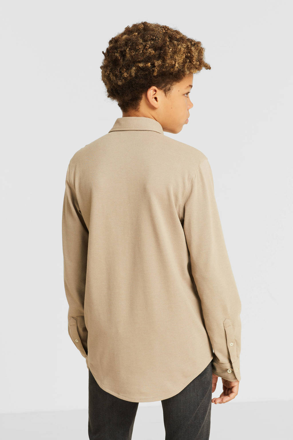 anytime jersey overhemd beige