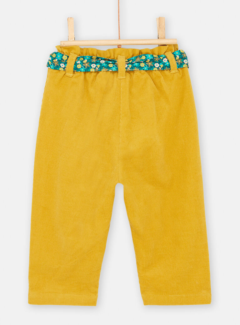 Pantalon vert olive à broderies fleuries pour bébé fille