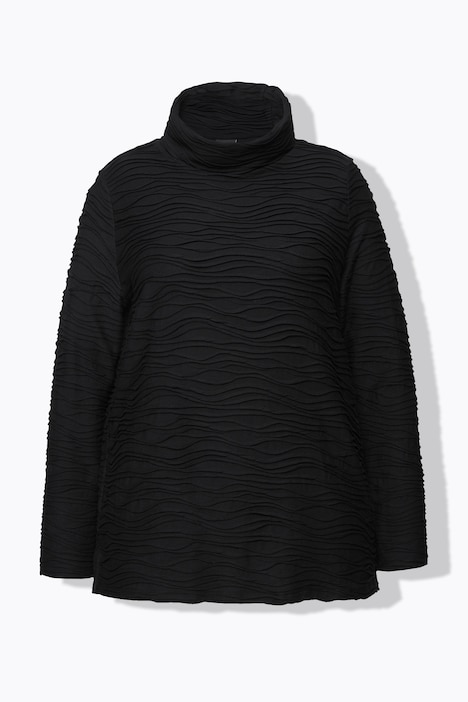 Shirt, Wellen-Design, Cupromix, Rollkragen, Langarm