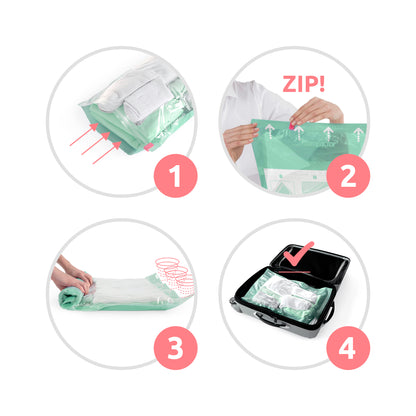 Lot de 6 sacs de rangement sous vide manuels 2S   2M   2L Roll-Up