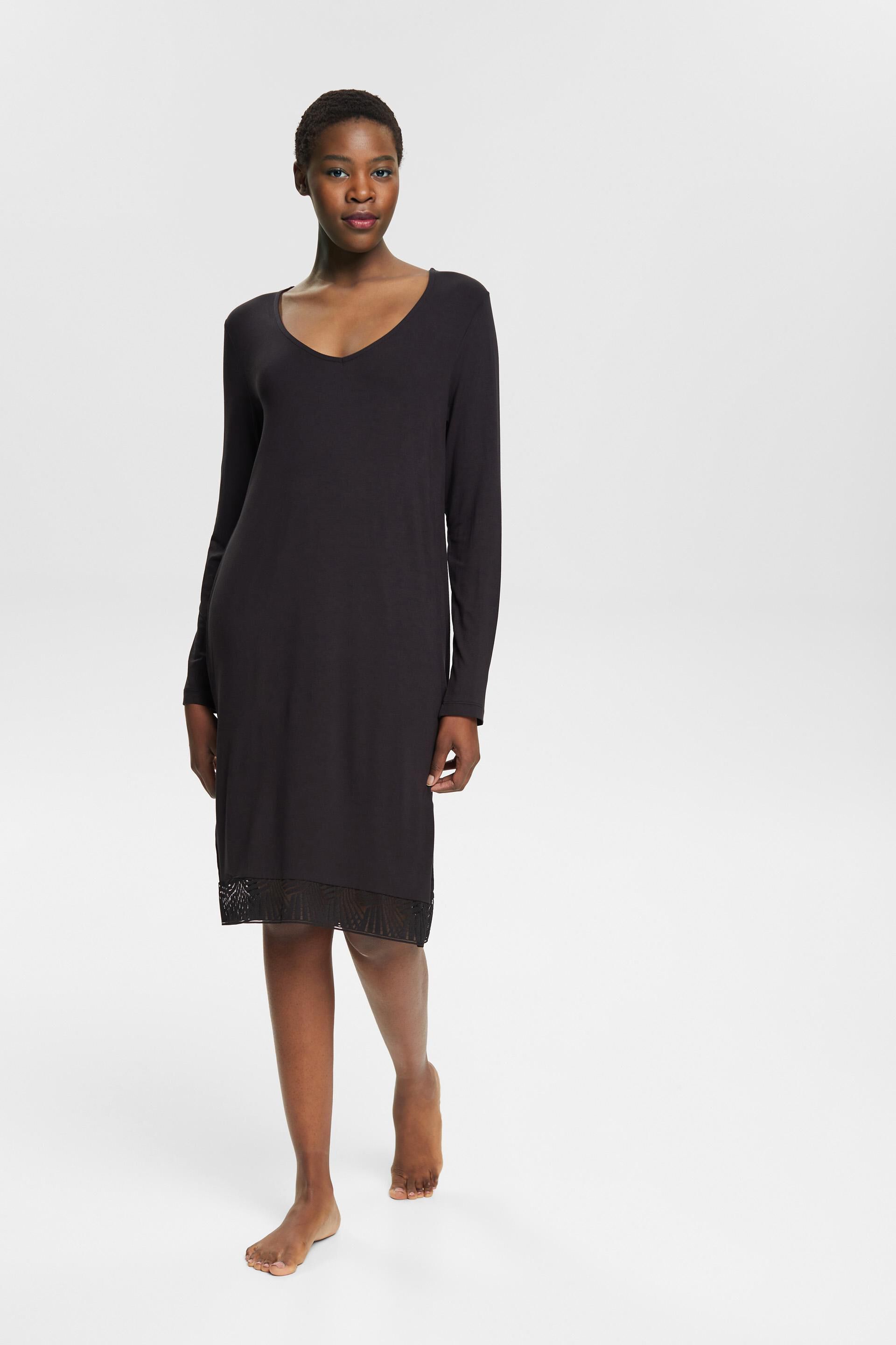 Chemise de nuit agrémentée de dentelle, LENZING™ ECOVERO™