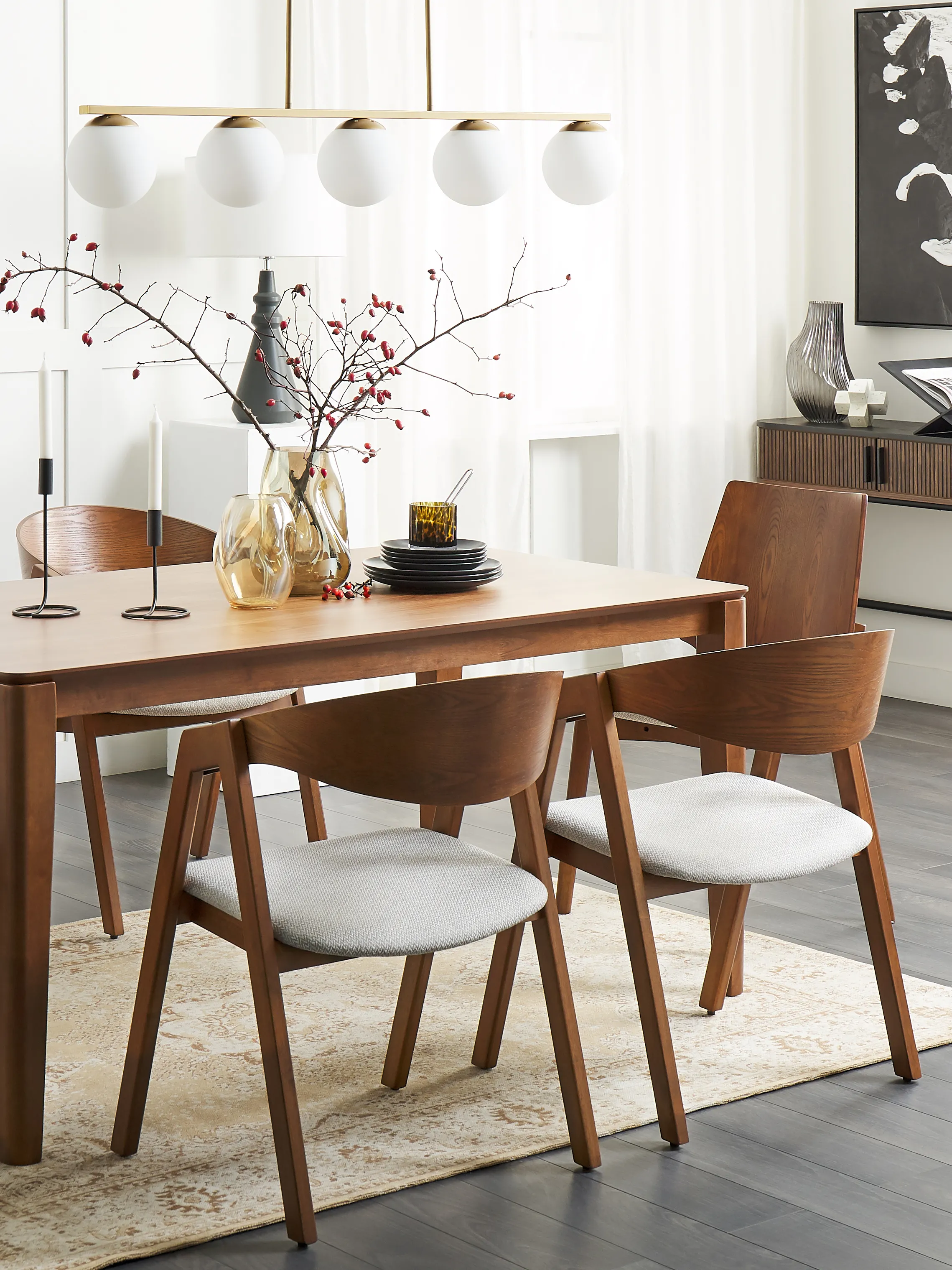 Eettafel LOTTIE Donker walnoothout 90 cm 160 cm
