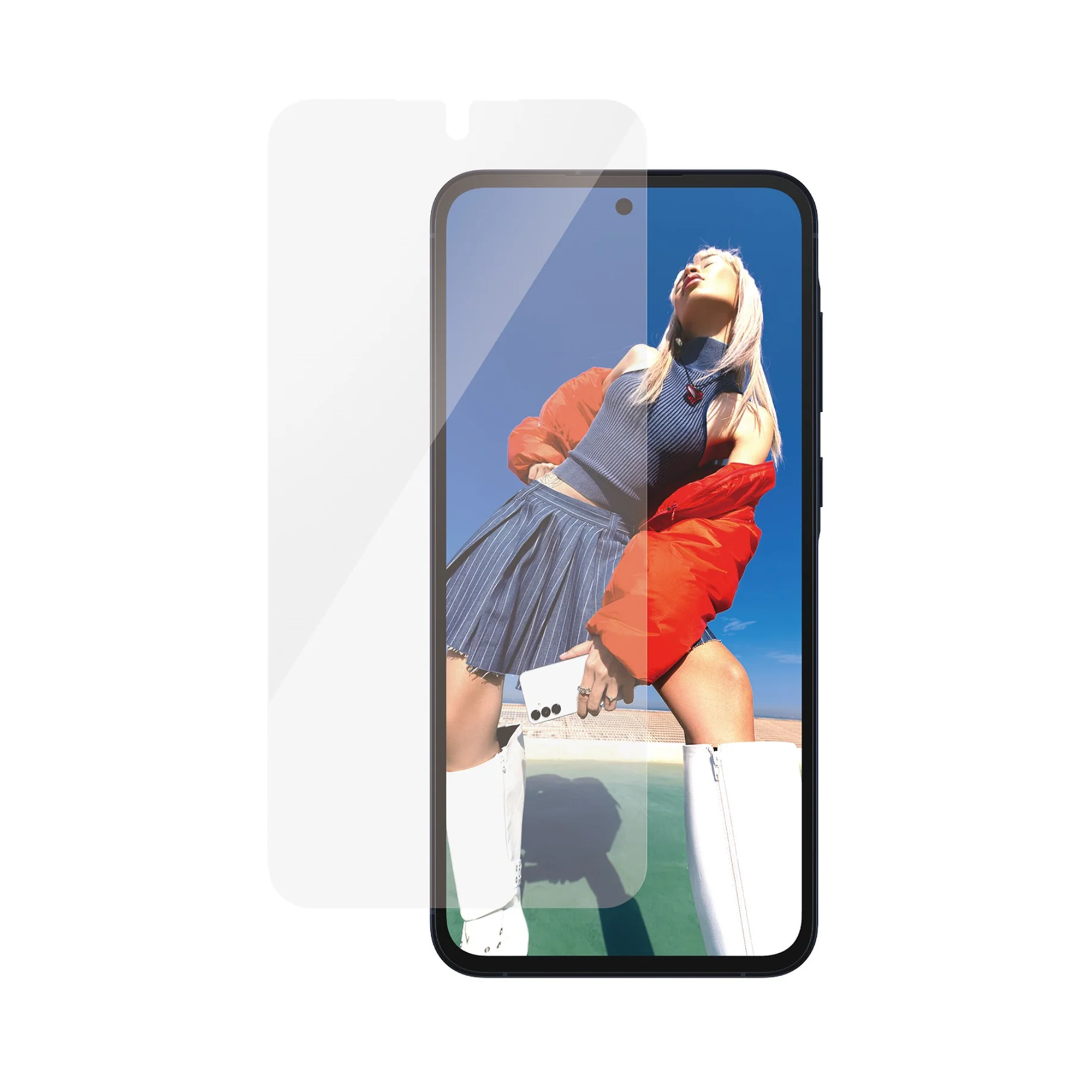 Samsung Galaxy A55 Antibakterielle Ultra Wide Fit Panzer Glas Displayschutz mit Montagerahmen Recycled (7358)
